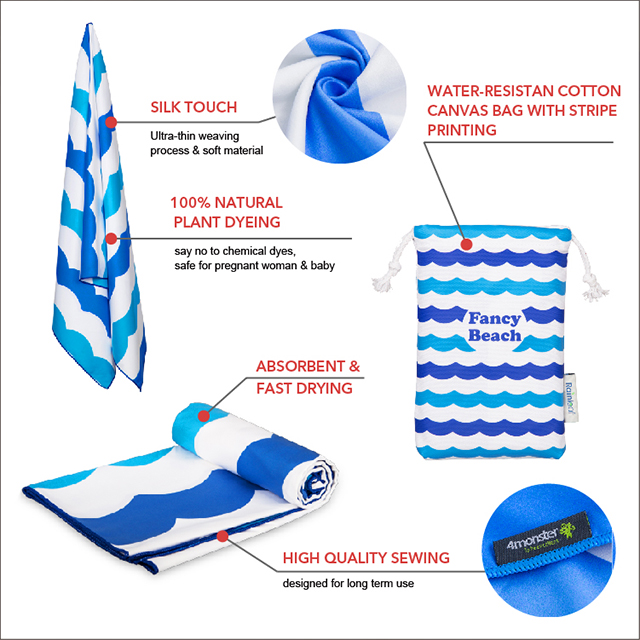 NEWEST WAVE COLORED BEACH TOWEL,TRAVEL TOWEL OEM FACTORY
