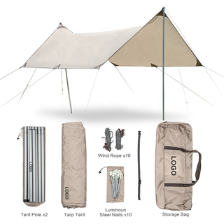 Custom Outdoor Camping Sun Shelter Beach Tent Waterproof Sunproof Portable Tarp Tent Rain Fly with Tent Pole