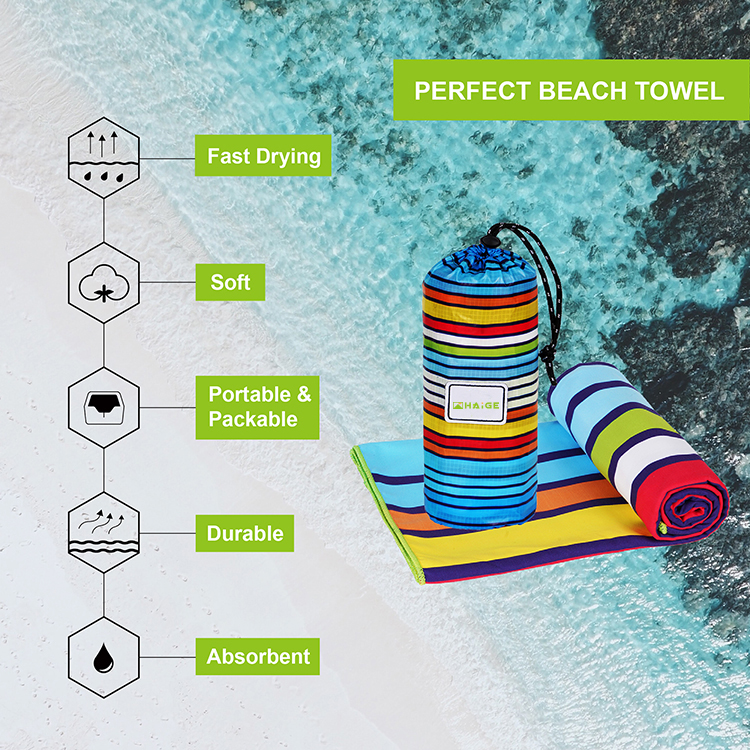 Amazon Hot Selling Sublimaion Microfiber Sand Free Beach Towel With Logo Custom Print