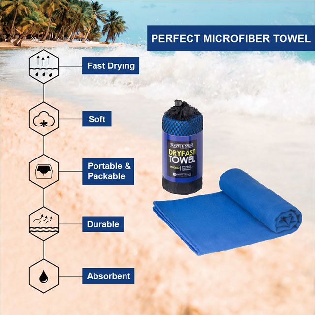 Stock Microfiber Sports Towel with Mesh Bag
